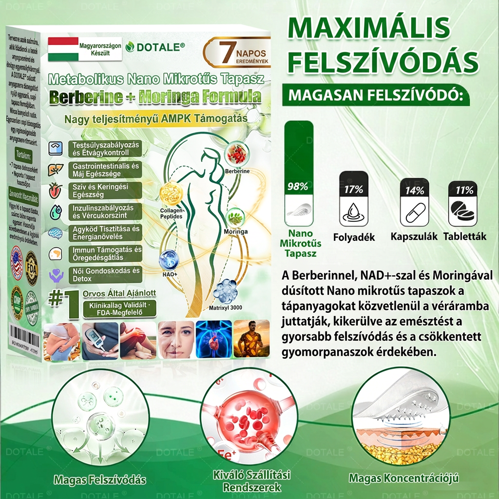 🚀 DOTALE Metabolic Nano Microneedle Patch (Naponta mindössze egyszeri használat · Látható változások akár 7 nap alatt)