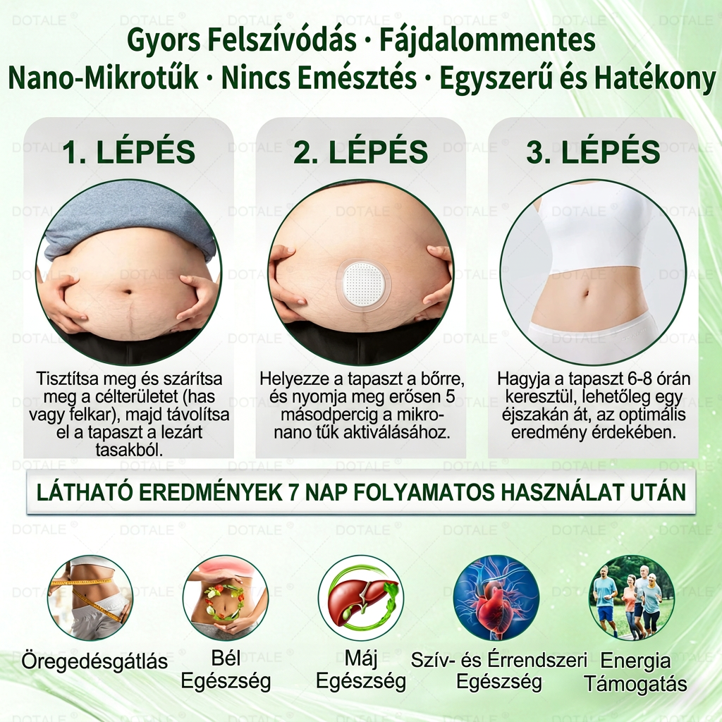 🚀 DOTALE Metabolic Nano Microneedle Patch (Naponta mindössze egyszeri használat · Látható változások akár 7 nap alatt)